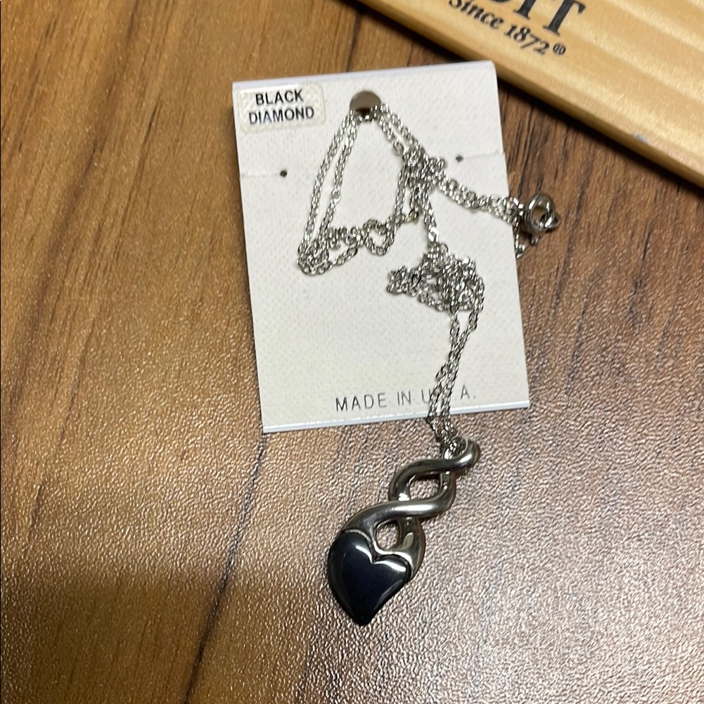 Black Diamond Silver Heart Necklace